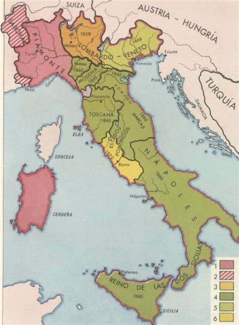 Mapa de Italia en el Siglo XIX