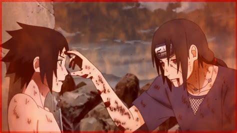 El cuerpo de Itachi al lado de Sasuke