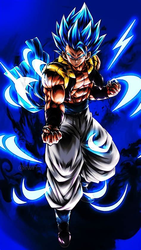 Gogeta Blue en acción con energía azul