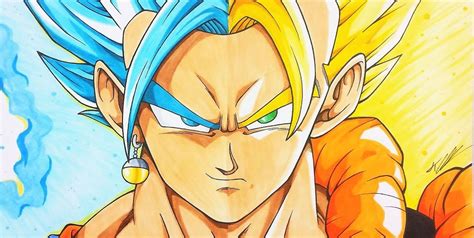 Ilustración de la fusión de Goku y Vegeta en Gogeta Blue