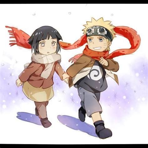 Ilustración de Naruto y Hinata de niños