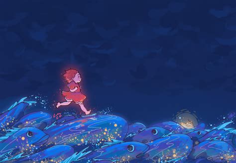 Escena del tsunami provocado por la magia de Ponyo