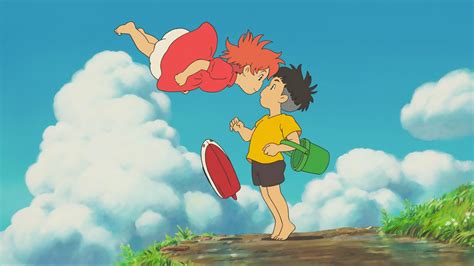 Sōsuke y Ponyo juntos en un mundo inundado