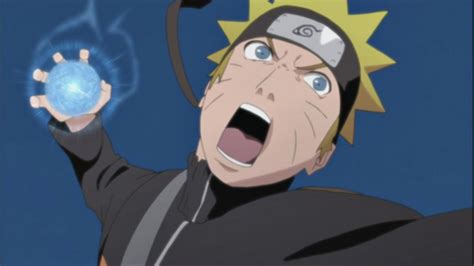 Naruto en su Versión Uno, usando su Rasengan