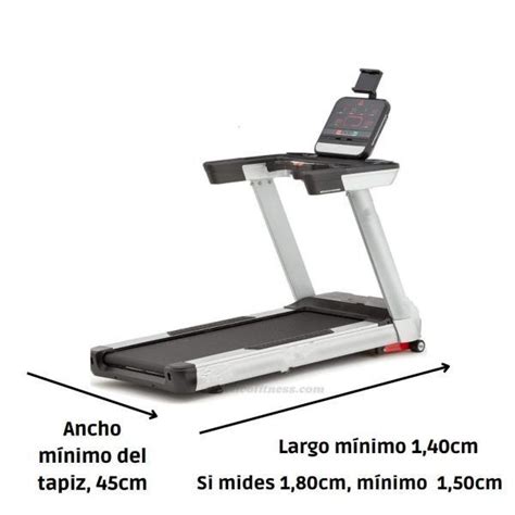Tabla de dimensiones recomendadas para cintas de correr
