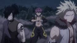 Natsu, Sting y Rogue luchando contra Mard Geer