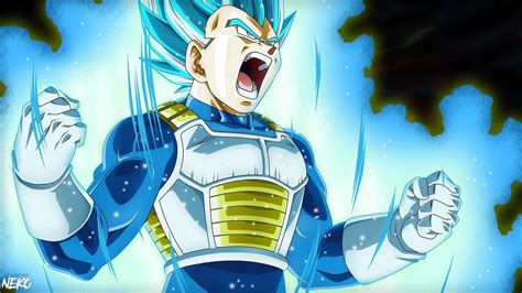 Ilustración de Vegeta transformándose en Super Saiyan Azul