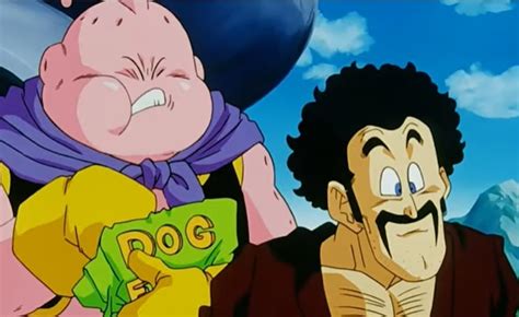 Majin Buu comiendo junto a Mr. Satán
