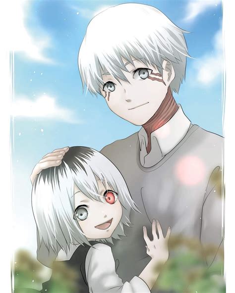 Imagen de Ichika Kaneki, mostrando su apariencia infantil con cabello blanco y raíces negras.