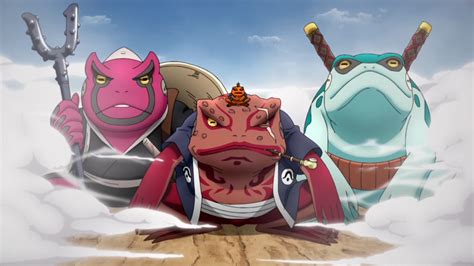 Naruto y los sapos usando su técnica