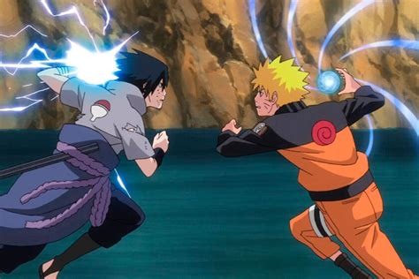 Ilustración de la rivalidad entre Naruto y Sasuke