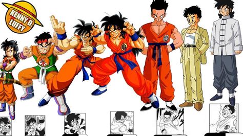 Diseño de Yamcha en diferentes etapas de Dragon Ball