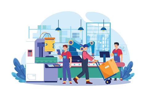 Ilustración del equipo de producción trabajando en la 