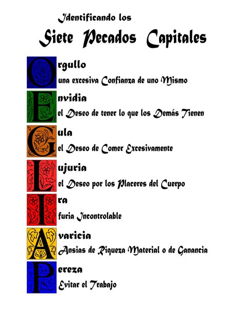 Tabla comparativa de las habilidades de los Siete Pecados Capitales