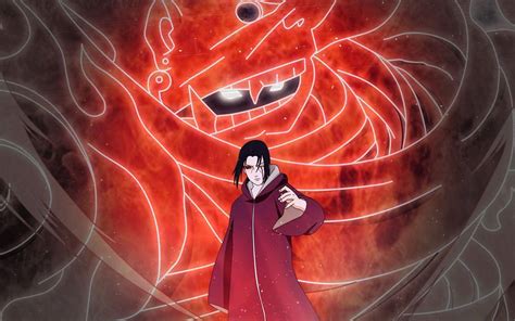 Itachi usando el Susanoo para proteger a Sasuke