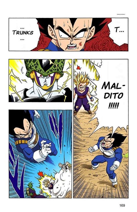 Vegeta atacando a Cell tras la muerte de Trunks