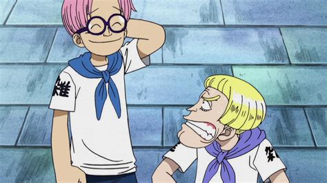 Helmeppo y Koby en la Batalla de Marineford