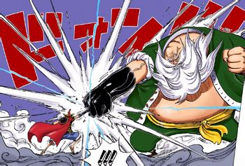 Escena de combate entre Luffy y Chinjao en el Coliseo