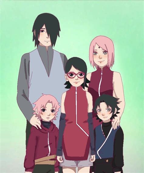 Retrato de un joven Sasuke Uchiha con su familia