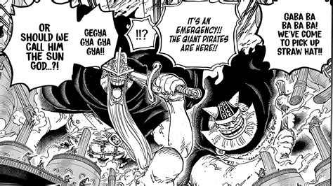 Ilustración de la isla Egghead con los Piratas Gigantes llegando