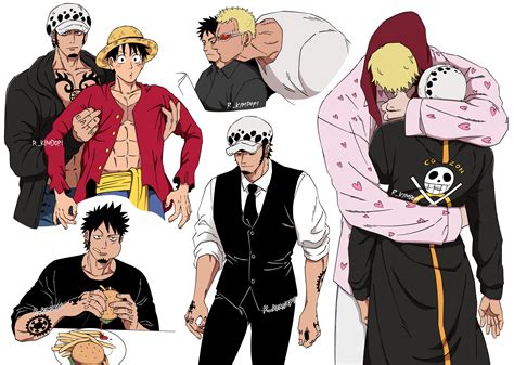 Ilustración de Trafalgar Law y Donquixote Doflamingo en combate