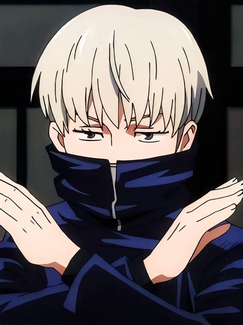 Ilustración de Toge Inumaki con su uniforme y sello maldito