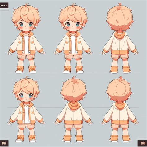 Diseño de personaje de Carina con diferentes atuendos