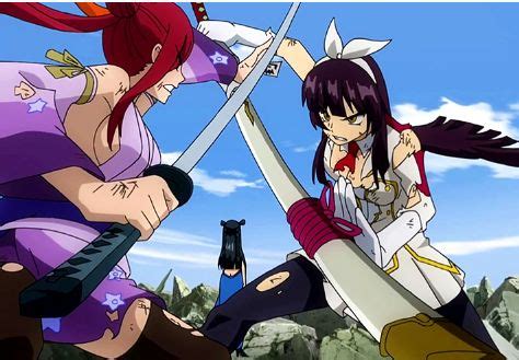 Erza y Kagura preparándose para luchar