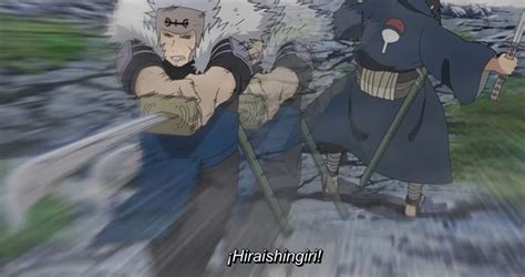 Escena de la batalla entre Izuna y Tobirama