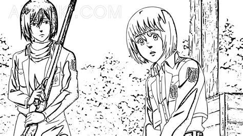 Armin, Mikasa, Jean y Connie aterrizando en el Titán Fundador