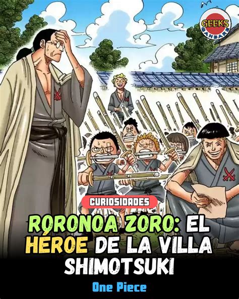 Ilustración del Dojo Shimotsuki y Zoro entrenando