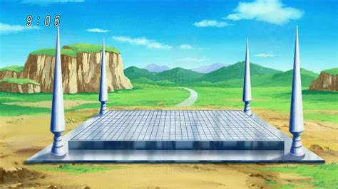 Un campo de batalla de Dragon Ball con cartas verdes