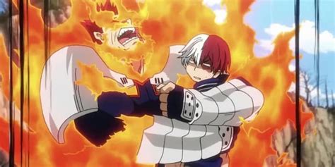 Representación de Shoto Todoroki junto a su padre, Endeavor.