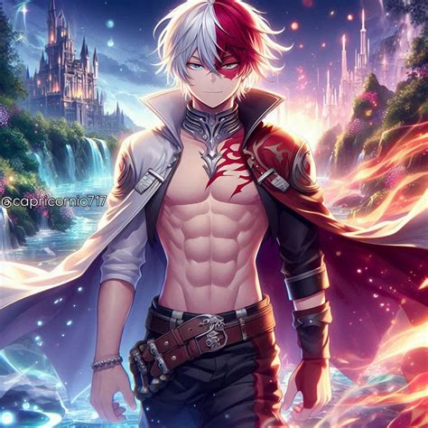 Infografía detallando las habilidades de Shoto Todoroki: Mitad Frío, Mitad Caliente.