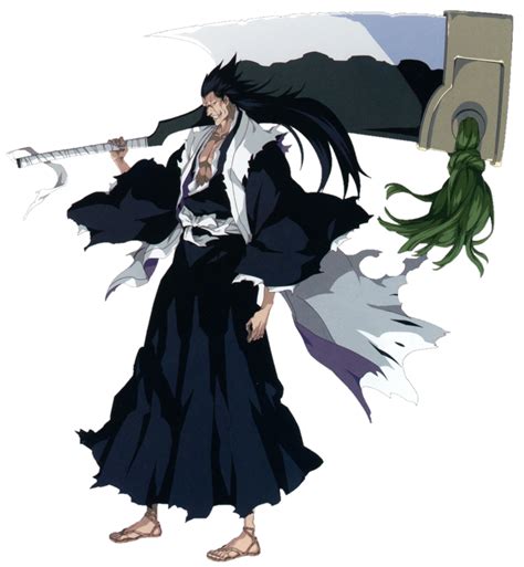 Kenpachi Zaraki sonriendo con su espada