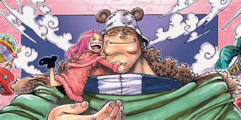 Ilustración de Bonney con su padre Bartholomew Kuma