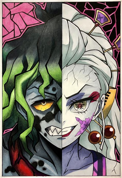 Ilustración de Daki y Gyutaro