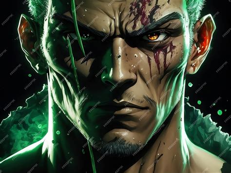 Retrato de Roronoa Zoro con luces y sombras