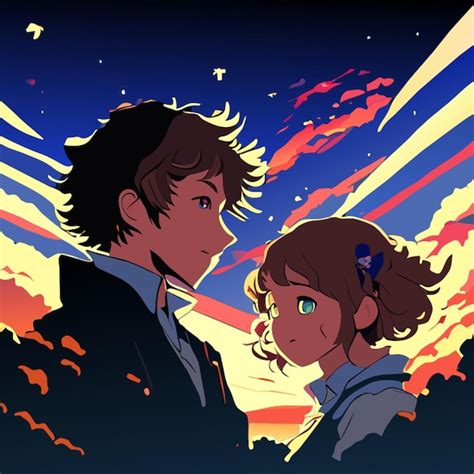 Ilustración de Hikari y su novio