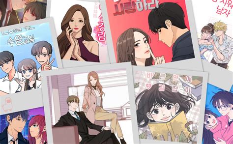 Collage de portadas de webtoons populares con protagonistas femeninas.