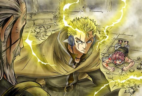 Imagen de Laxus Dreyar rodeado de energía eléctrica