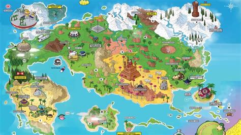 Mapa del mundo de Dragon Ball mostrando ubicaciones clave de la temporada 1