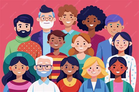 Ilustración de un grupo diverso de fans de manga y anime