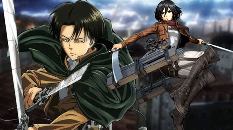 Ilustración de Levi y Mikasa en combate