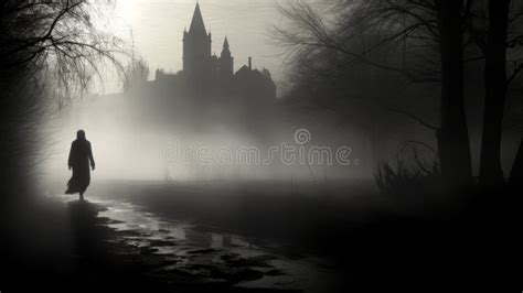 Castillo gótico con niebla