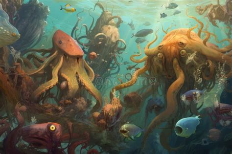 Ilustración de criaturas misteriosas
