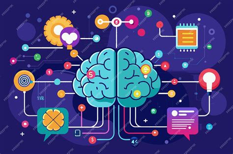 Ilustración de un cerebro con iconos de medios de comunicación