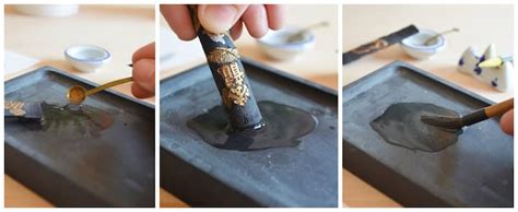 Proceso de dilución de tinta china en barra