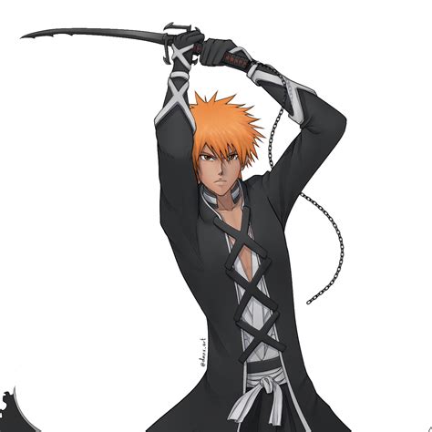 Ilustración de Ichigo Kurosaki usando su Bankai
