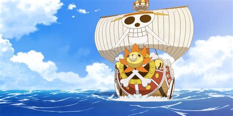 Ilustración de la tripulación de Sombrero de Paja navegando en el Thousand Sunny